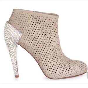 BcbgMaxazria tan laser cut ankle booties size 37